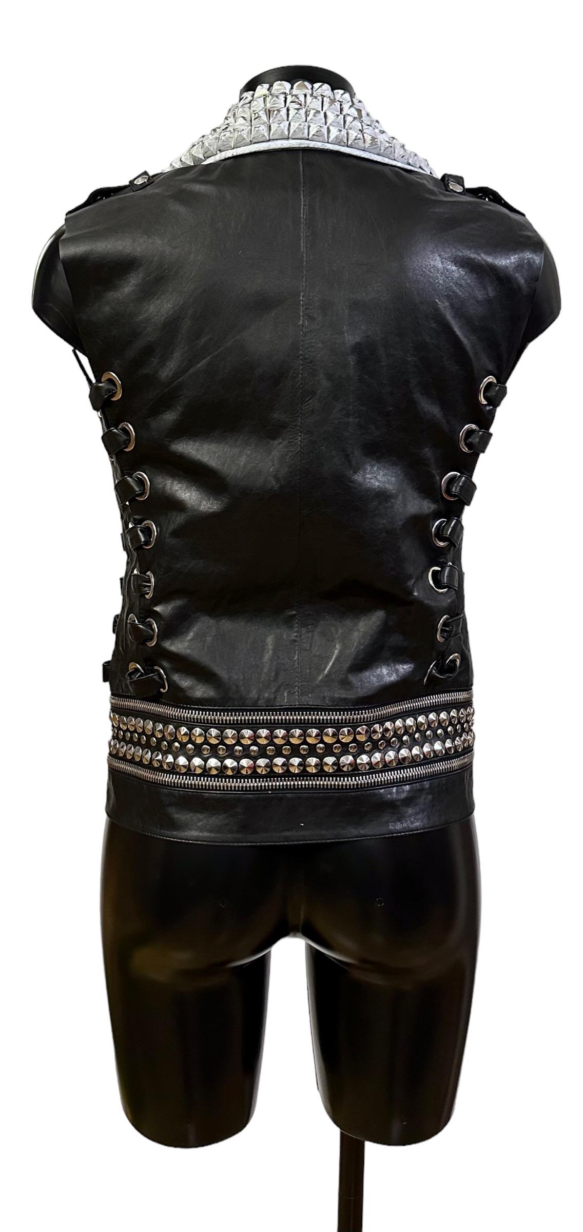 Balmain SS 2011 Rare Black Leather Studded Vest 5