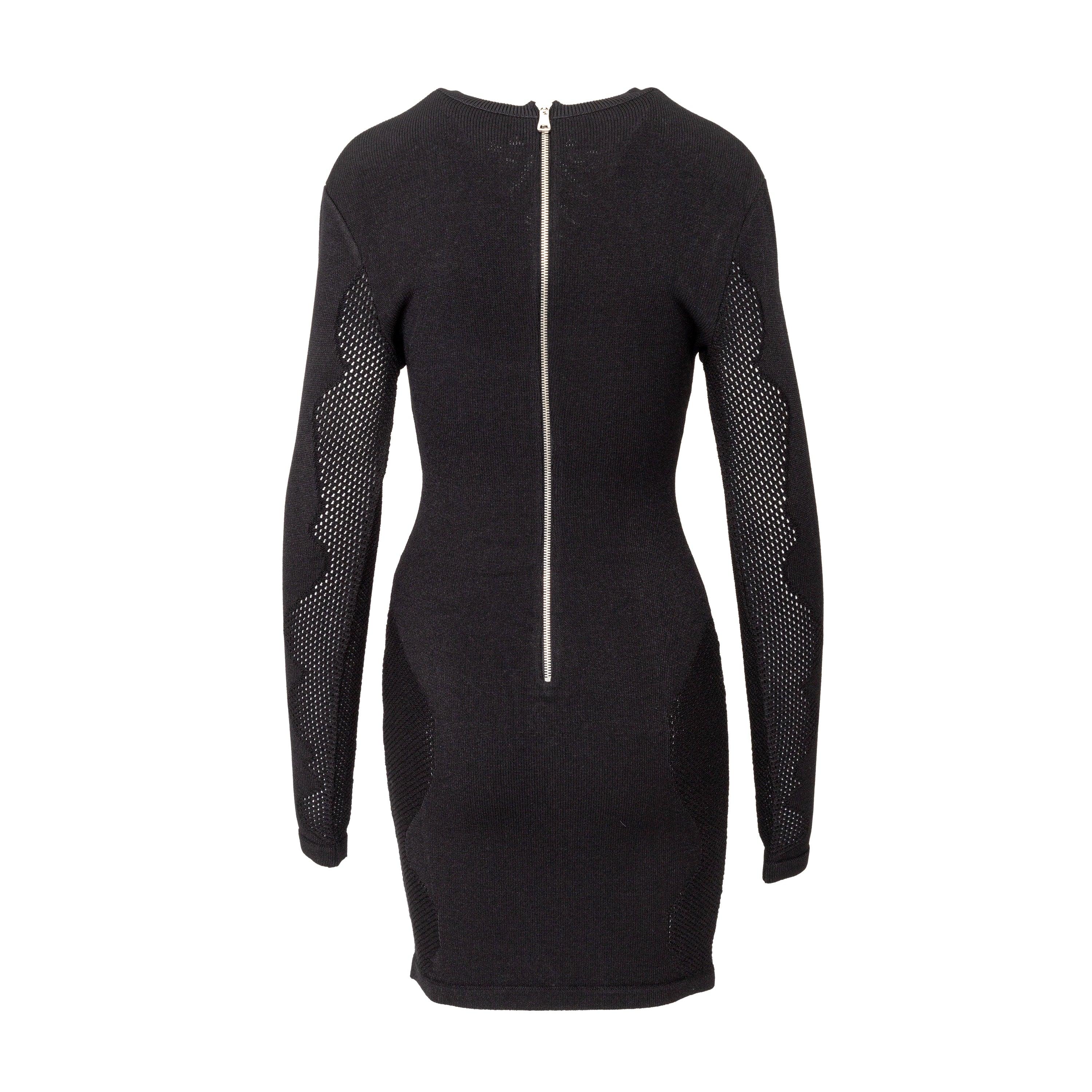 Black Balmain Stretchy Jacquard Dress - '10s For Sale