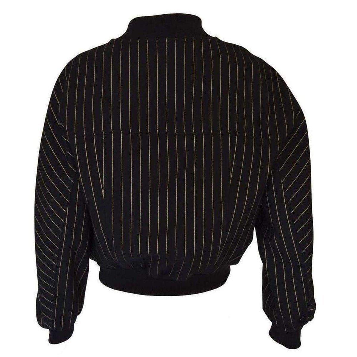 Balmain Striped Cotton and Leather Trim Teddy Jacket FR40 For Sale 2