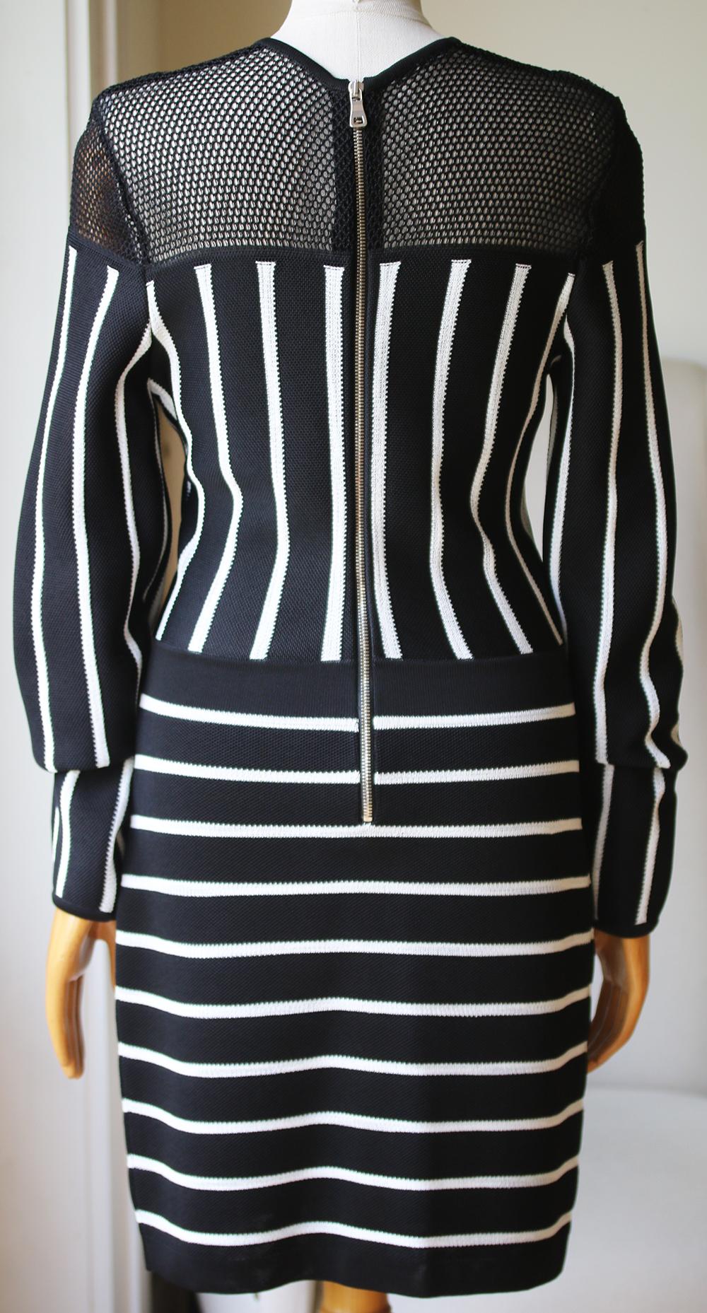 Black Balmain Striped Knit Mini Dress