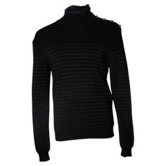 Balmain, Striped lurex turtle neck