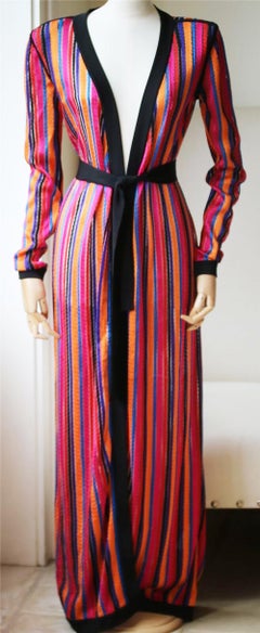 Balmain Striped Open-Knit Cardigan