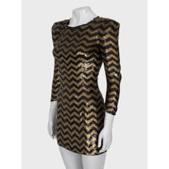 Balmain Striped Sequin Silk Mini Dress - Size S