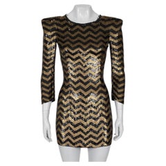 Balmain Striped Sequin Silk Mini Dress - Size S