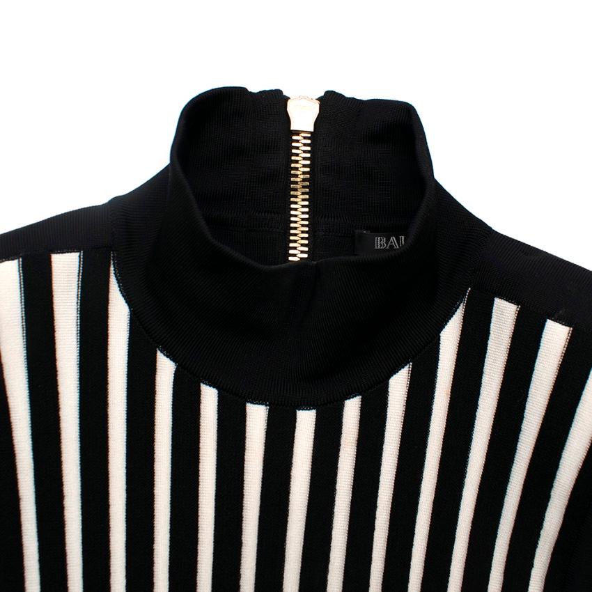 Black Balmain Striped Stretch-knit Mini Dress XS 36