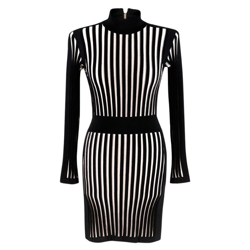 Balmain Striped Stretch-knit Mini Dress XS 36