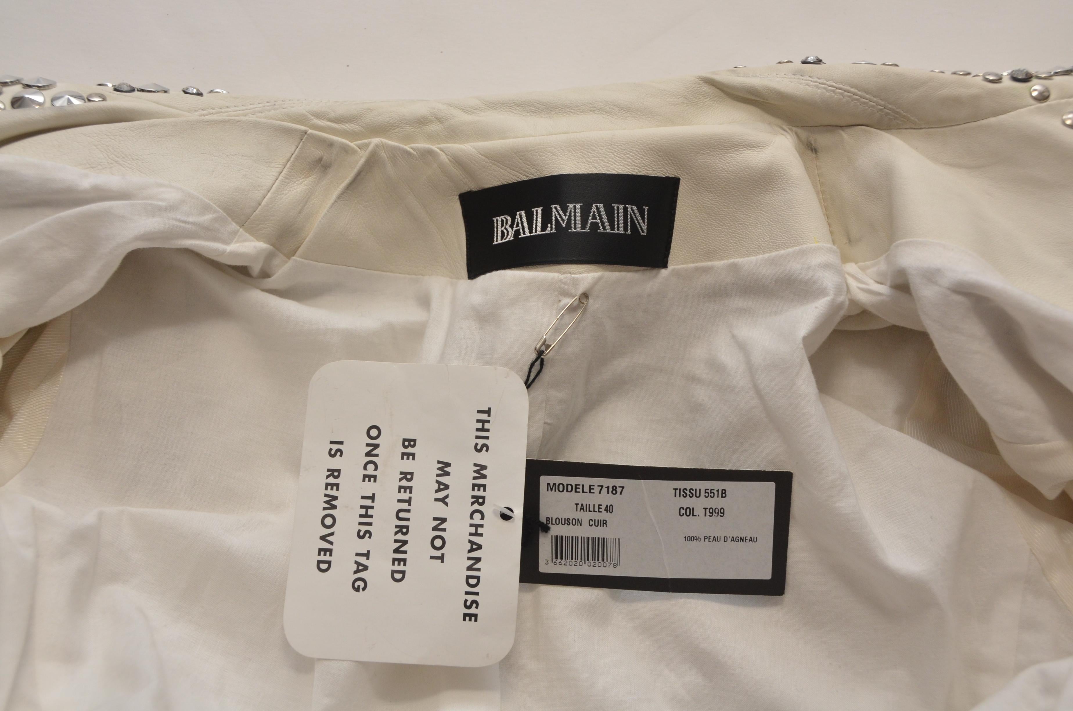 Women's or Men's Balmain Studded Leather Biker Jacket  2011  NEW With Tags SZ FR40 Retail $22, 500