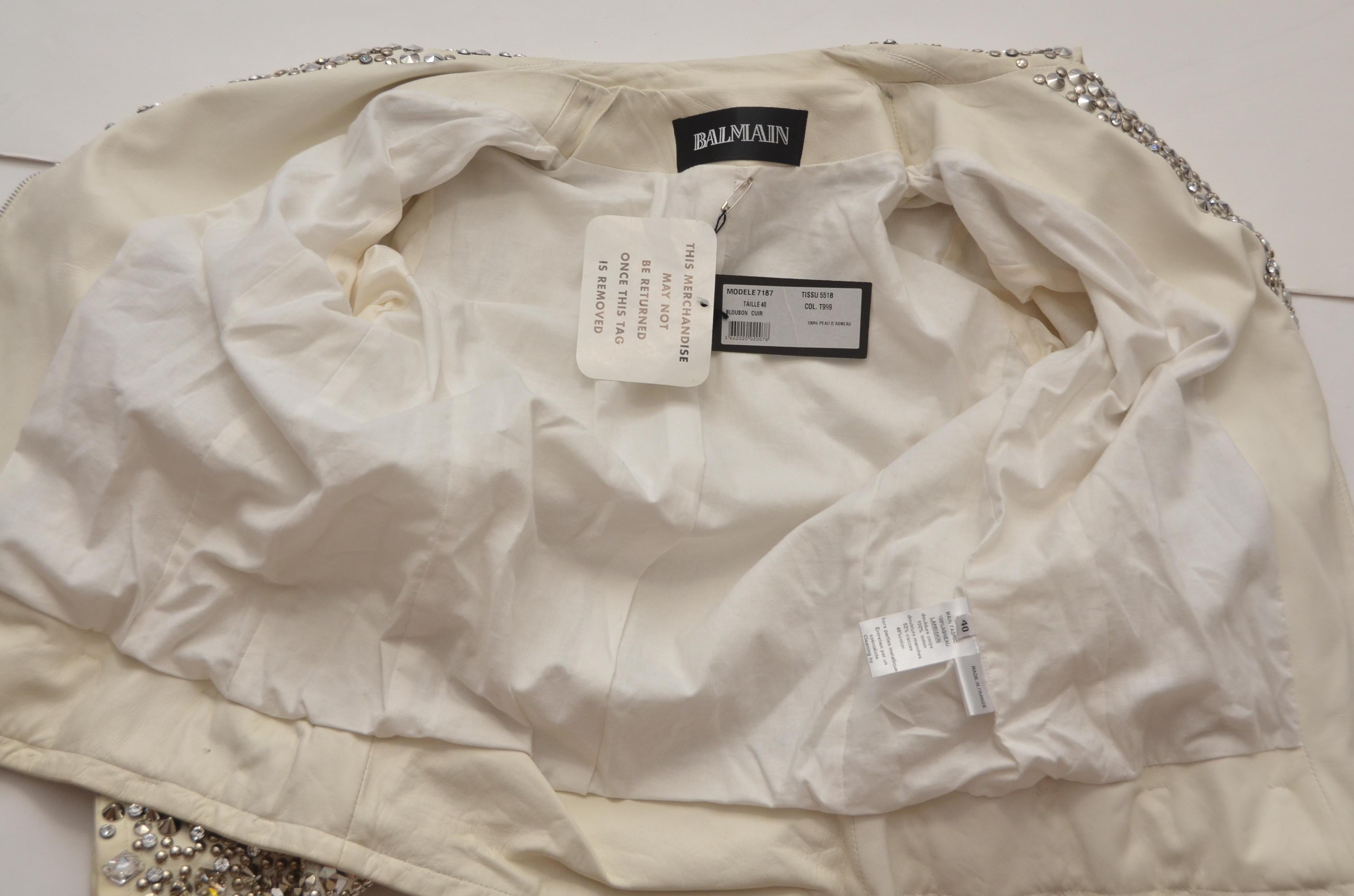 Balmain Studded Leather Biker Jacket  2011  NEW With Tags SZ FR40 Retail $22, 500 2