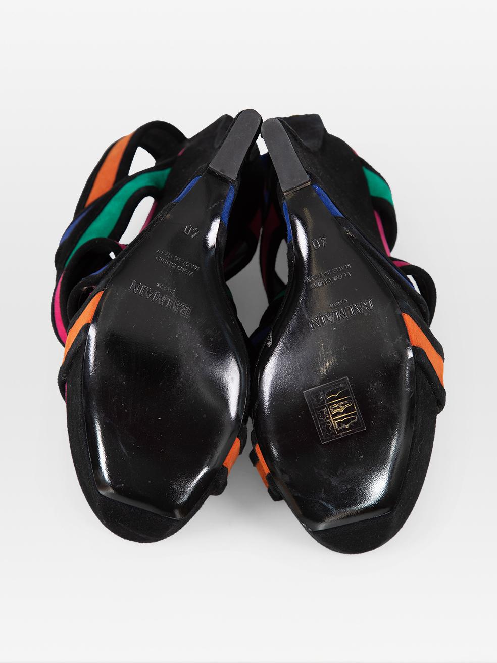 Sandales à talons compensés en daim de Balmain Taille IT 40 Excellent état - En vente à London, GB
