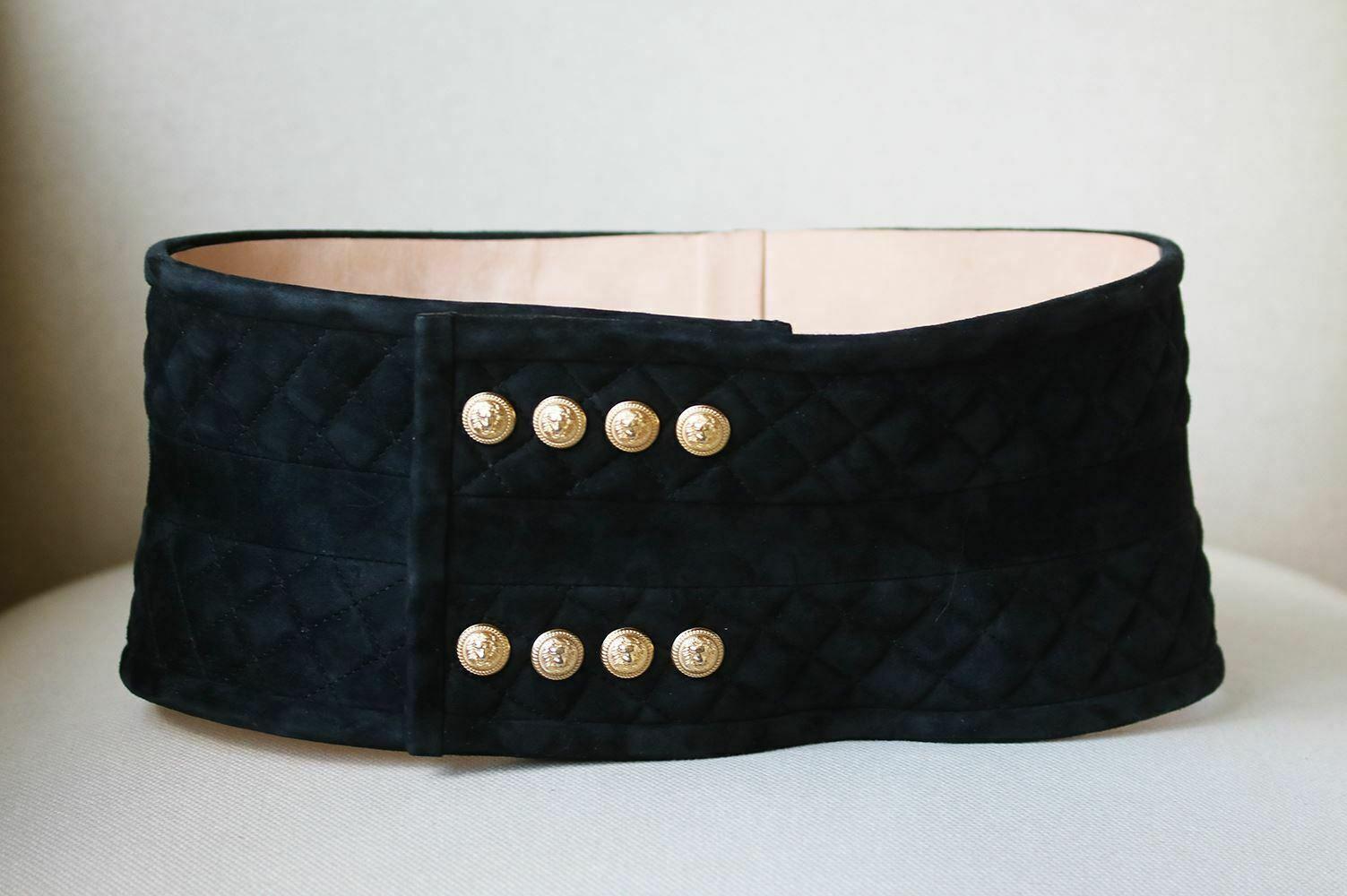 Balmain Suede Quilted Waist Belt  In Excellent Condition In London, GB