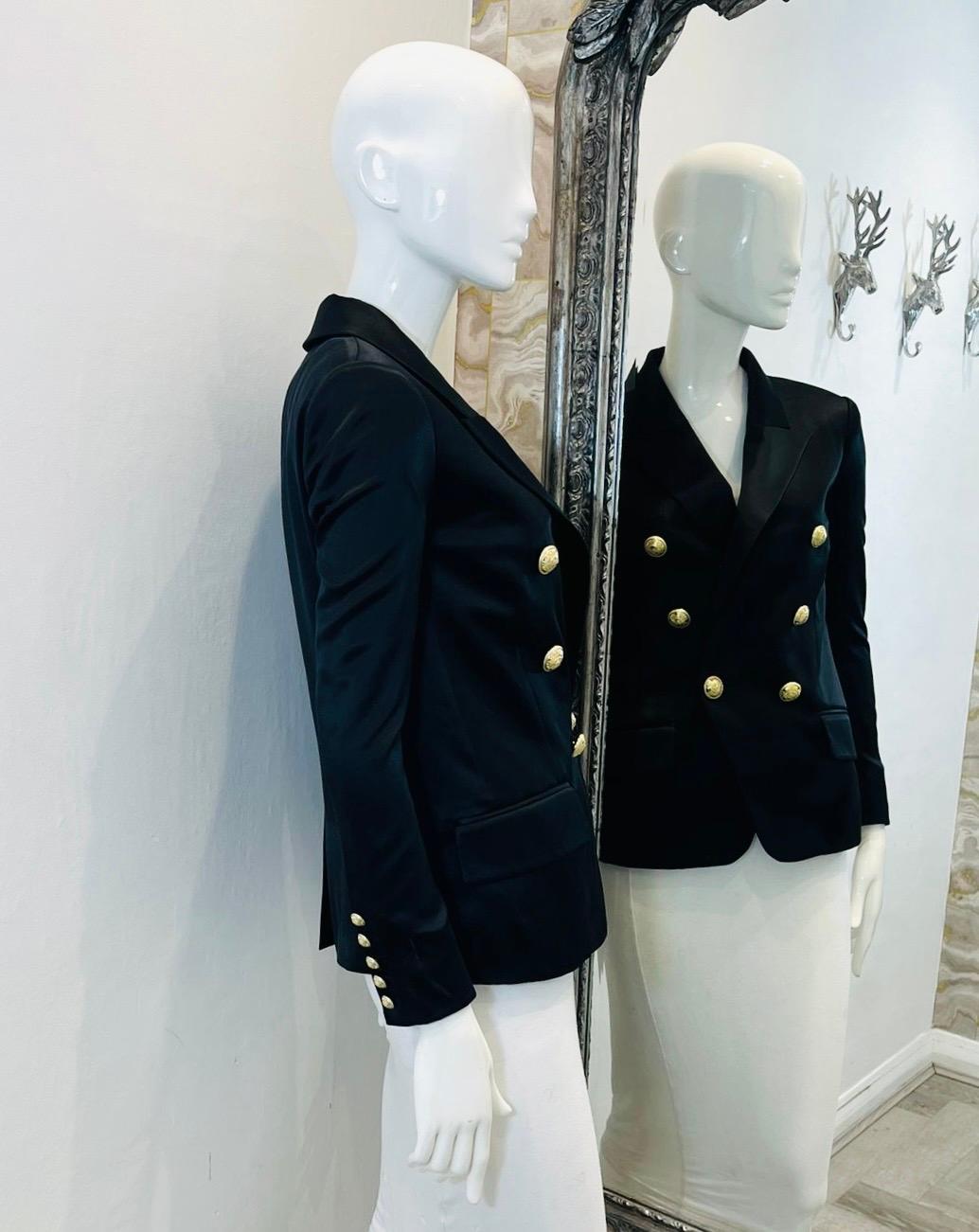 Black Balmain Tailored Silk Jacket For Sale