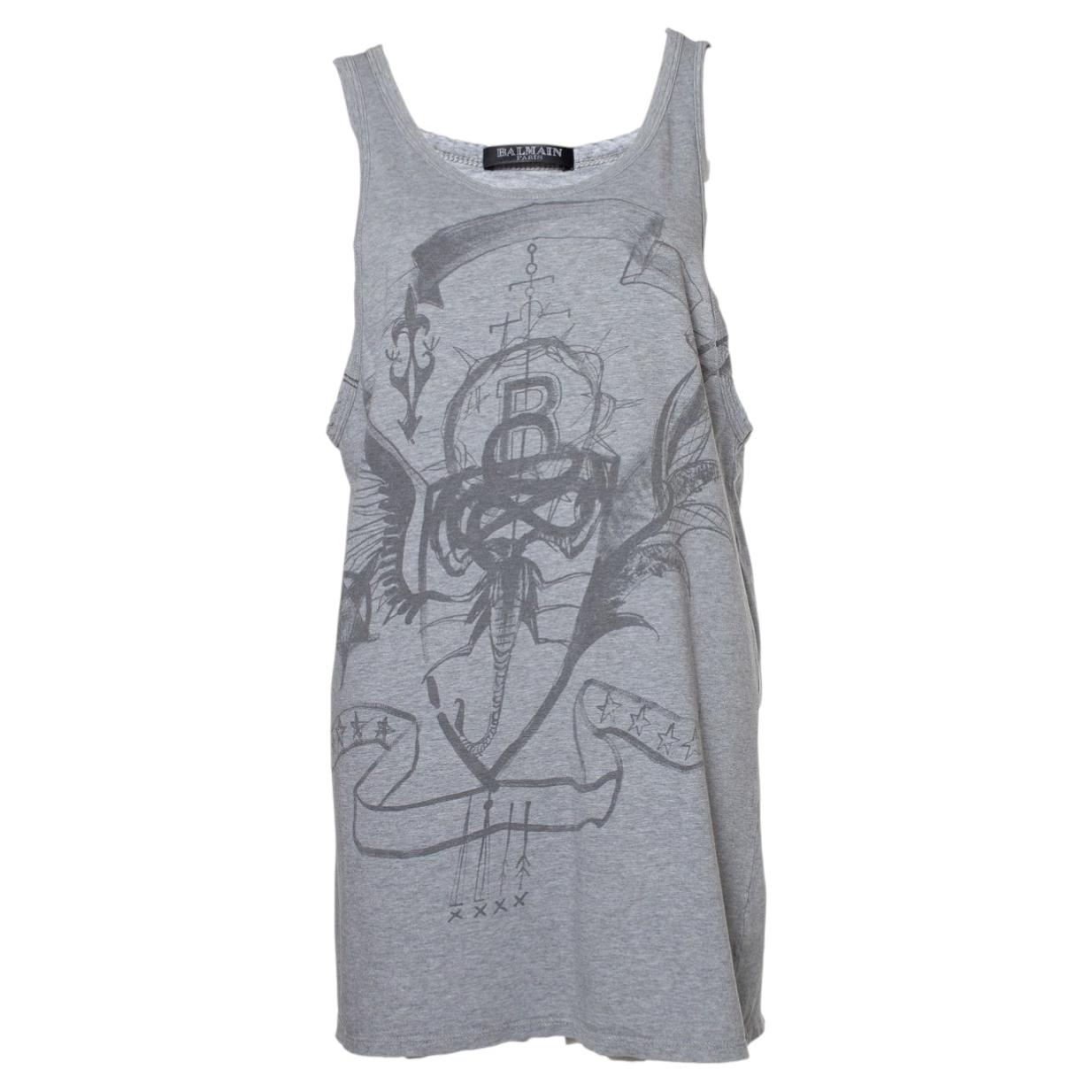 Balmain, tanktop in grey with print