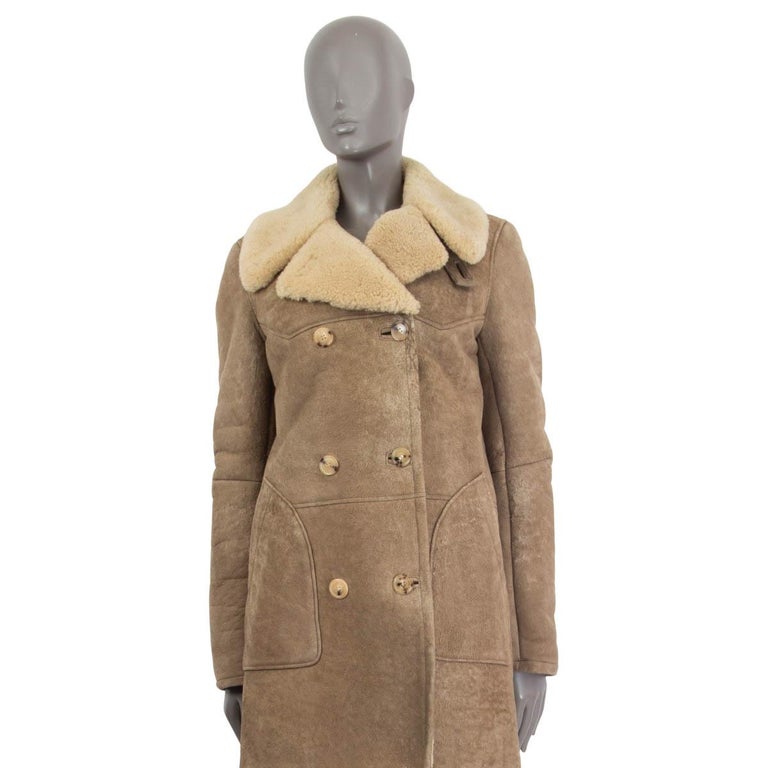 BALMAIN taupe DISTRESSED SUEDE DOUBLE BREASTED SHEARLING Coat Jacket S For  Sale at 1stDibs | balmain shearling coat, balmain replacement buttons,  taupe shearling jacket