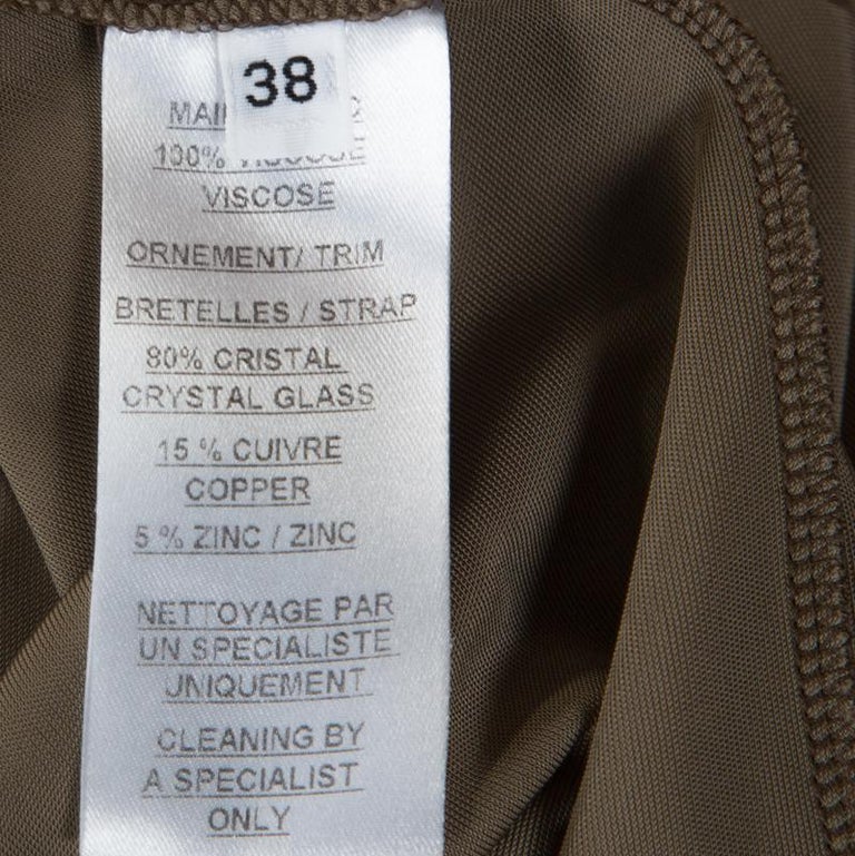 Balmain Taupe Green Jersey Draped Crystal Strap Dress M Sale at 1stDibs | balmain men