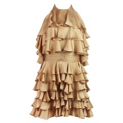 Balmain Tiered Ruffled Silk Halterneck Mini Dress FR 36 UK 8 