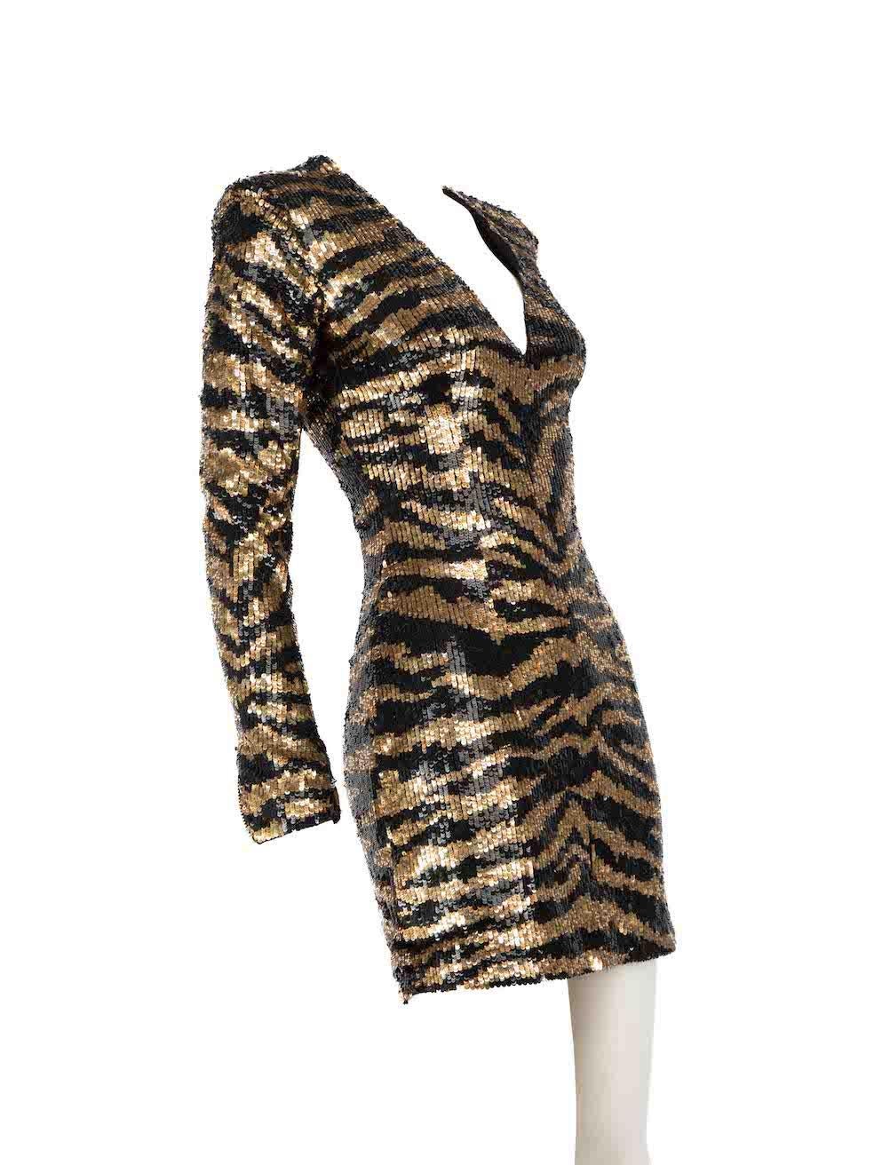 CONDITION is Never worn, with tags. Hardy any visible wear to dress is evident. However due to poor storage, some sequins are missing on the left side of skirt on this new Balmain designer resale item.
 
 
 
 Details
 
 
 Multicolour- black, gold
 
