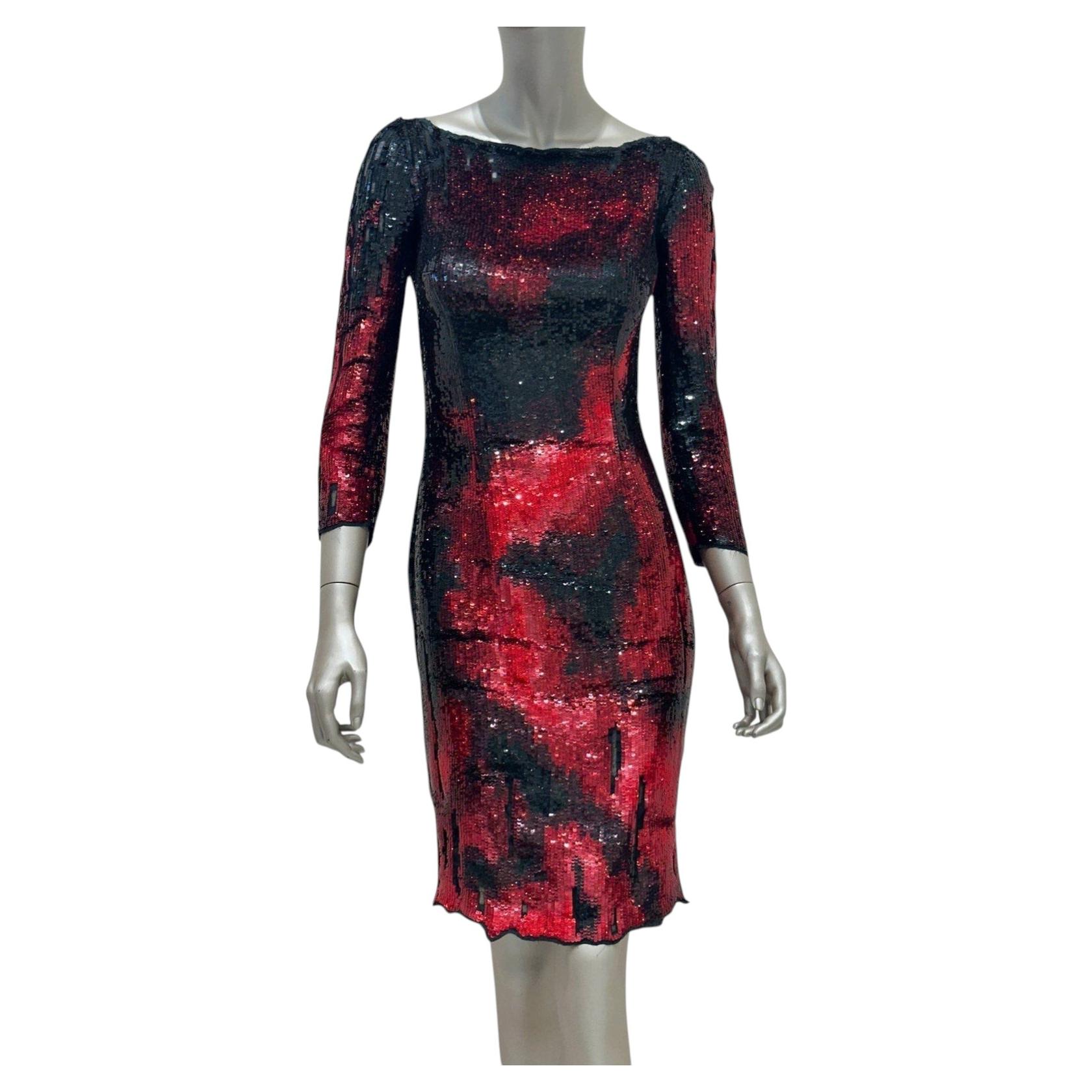 Balmain Tiger-Stripe Sequin Mini Dress - Size 38 For Sale