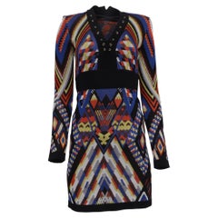 Mini-robe à lacets Balmain à motifs tribaux, en viscose multicolore