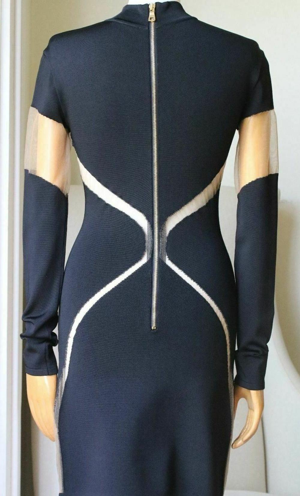 Balmain Tulle-Paneled Stretch-Knit Mini Dress In Excellent Condition In London, GB