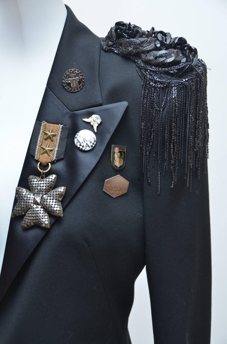 Balmain Tuxedo Style Military Jacket With Embellishment at 1stDibs | military military tuxedo, balmain tuxedo