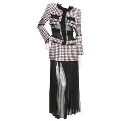 Used Balmain Tweed Chiffon Skirt Jacket Set