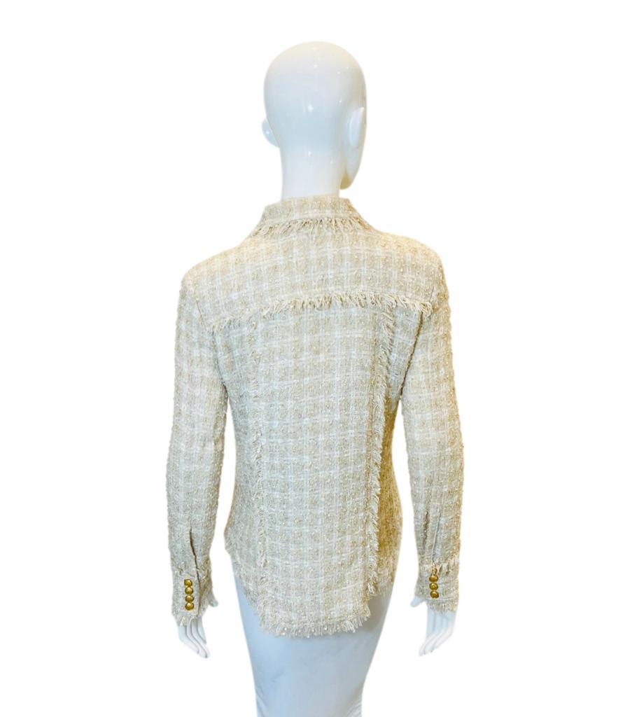 Women's Balmain Tweed Wool Blend Shirt For Sale