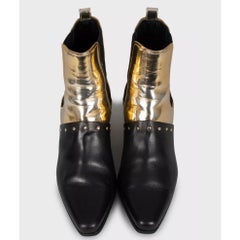 Balmain Two-Tone Leather Ankle Boots Size EU 38 Almond Toe Slip-On
