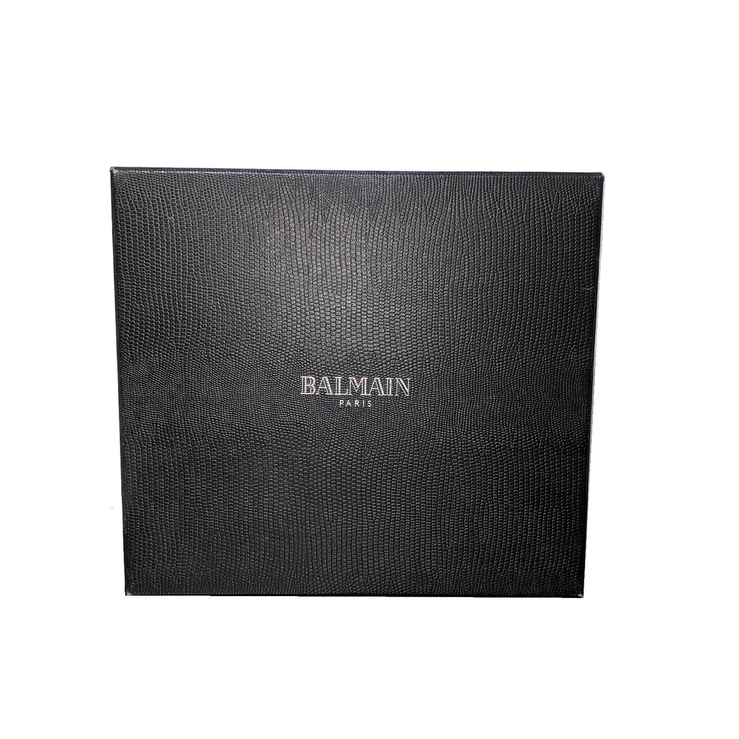 Balmain Ultimate Mini Umhängetasche aus schwarzem und weißem geprägtem Leder 4