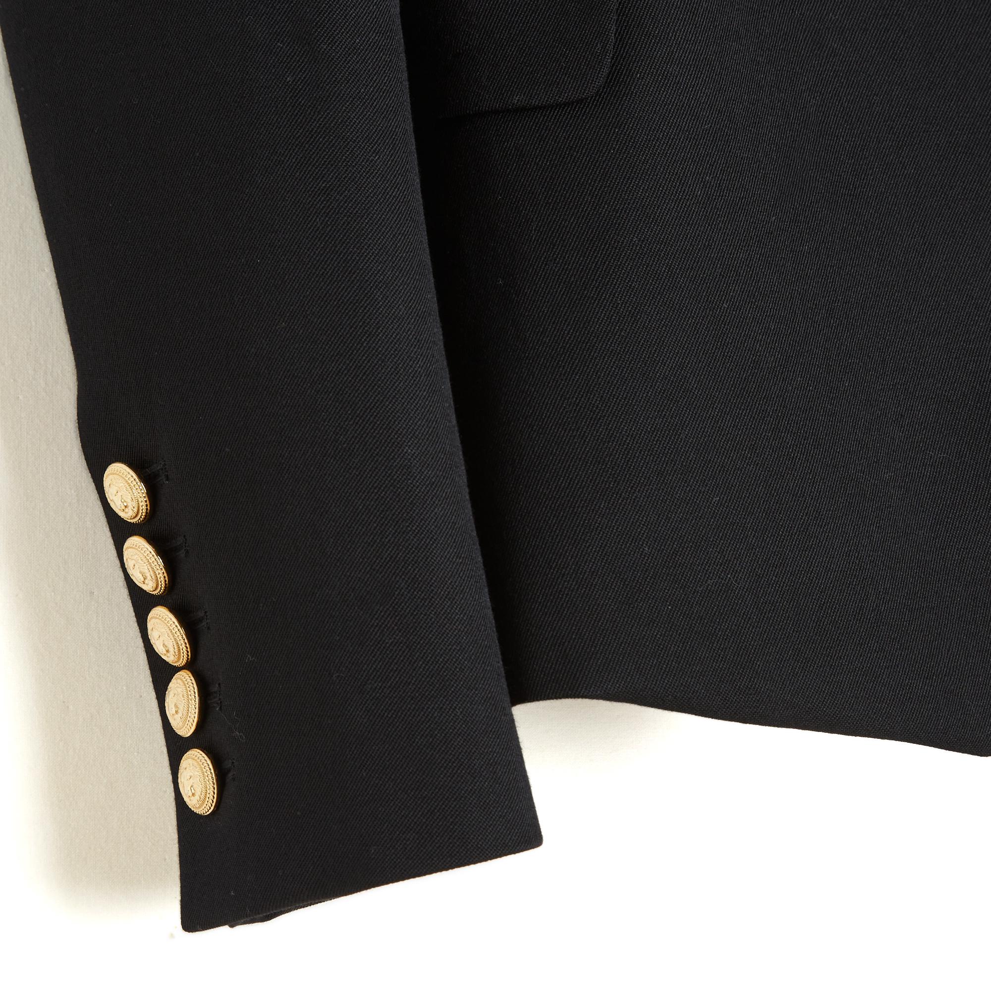 Balmain Veste Blazer Noir FR34 Schwarz Wolle Iconic Double Breasted Jacket UK6 U4 Damen im Angebot