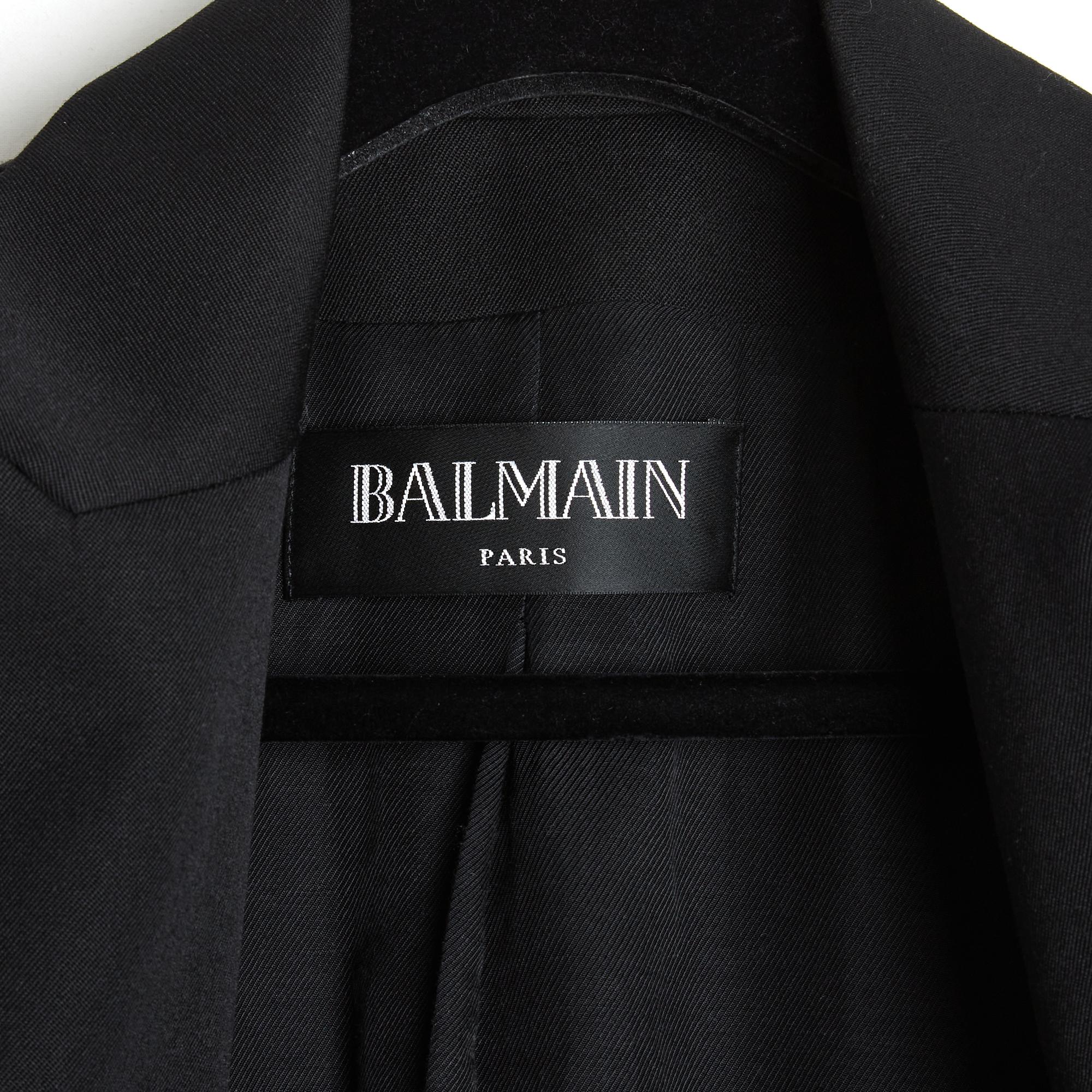 Balmain Veste Blazer Noir FR34 Schwarz Wolle Iconic Double Breasted Jacket UK6 U4 im Angebot 1