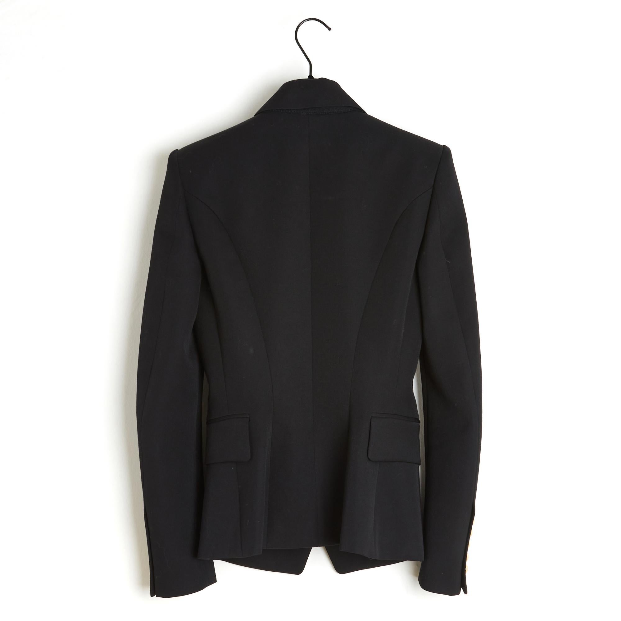 Balmain Veste Blazer Noir FR34 Schwarz Wolle Iconic Double Breasted Jacket UK6 U4 im Angebot 2