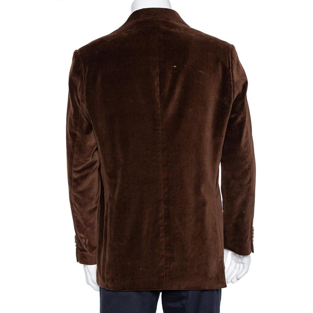 Black Balmain Vintage Brown Velvet Button Front Blazer XL