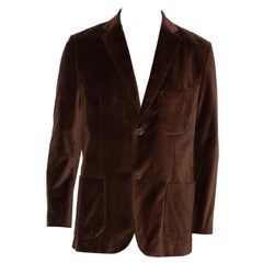 Balmain Vintage Brown Velvet Button Front Blazer XL