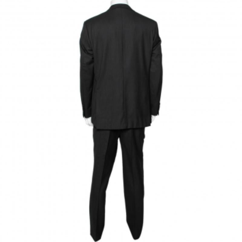 Balmain Vintage Anthrazitgrauer einreihiger Wollanzug XXXL Regular Fit im Angebot 3