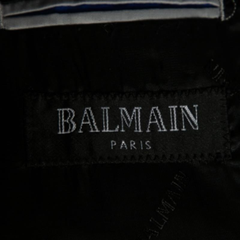 Balmain Vintage Anthrazitgrauer einreihiger Wollanzug XXXL Regular Fit im Angebot 4