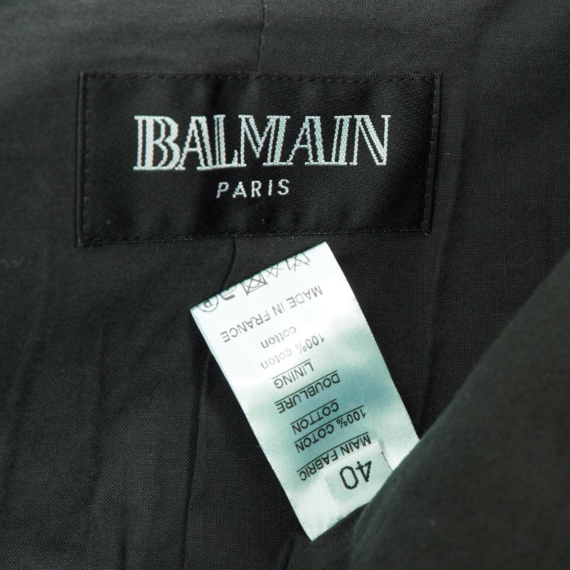 BALMAIN Vintage Decarnin green silver embellished military jacket FR40 M For Sale 3