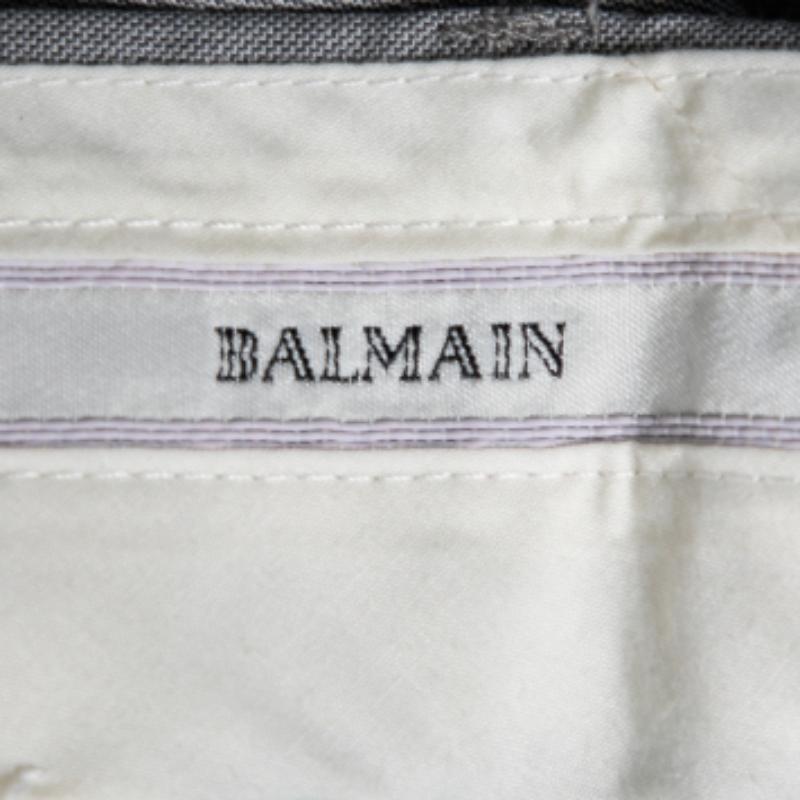 Balmain Vintage Grau Wolle 7 Slim Fit Einreihig Anzug XXXL im Angebot 2