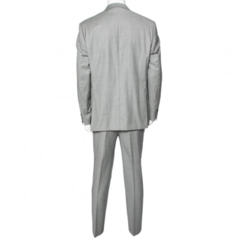 Balmain Vintage Grau Wolle 7 Slim Fit Einreihig Anzug XXXL im Angebot 4