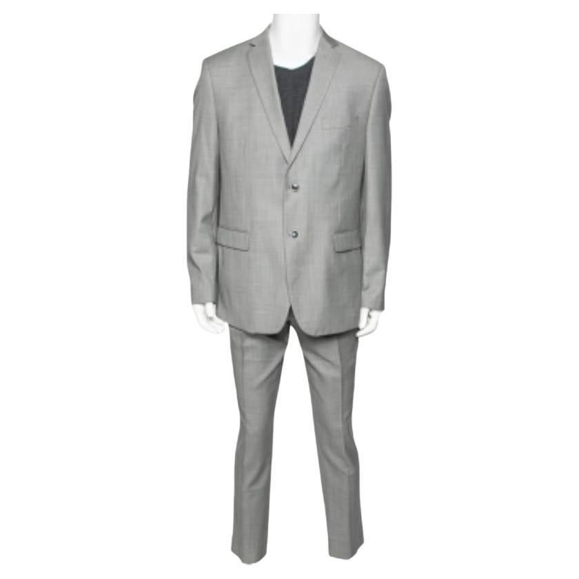 Balmain Vintage Grau Wolle 7 Slim Fit Einreihig Anzug XXXL im Angebot