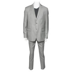 Balmain Vintage Grau Wolle 7 Slim Fit Einreihig Anzug XXXL
