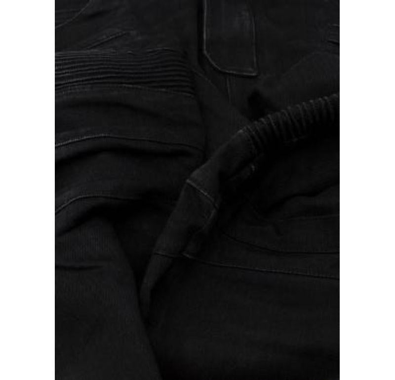 Balmain Washed Black Denim Biker Seamed Jeans For Sale 3