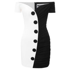 BALMAIN WHITE and BLACK VISCOSE MINI DRESS 38 - 6