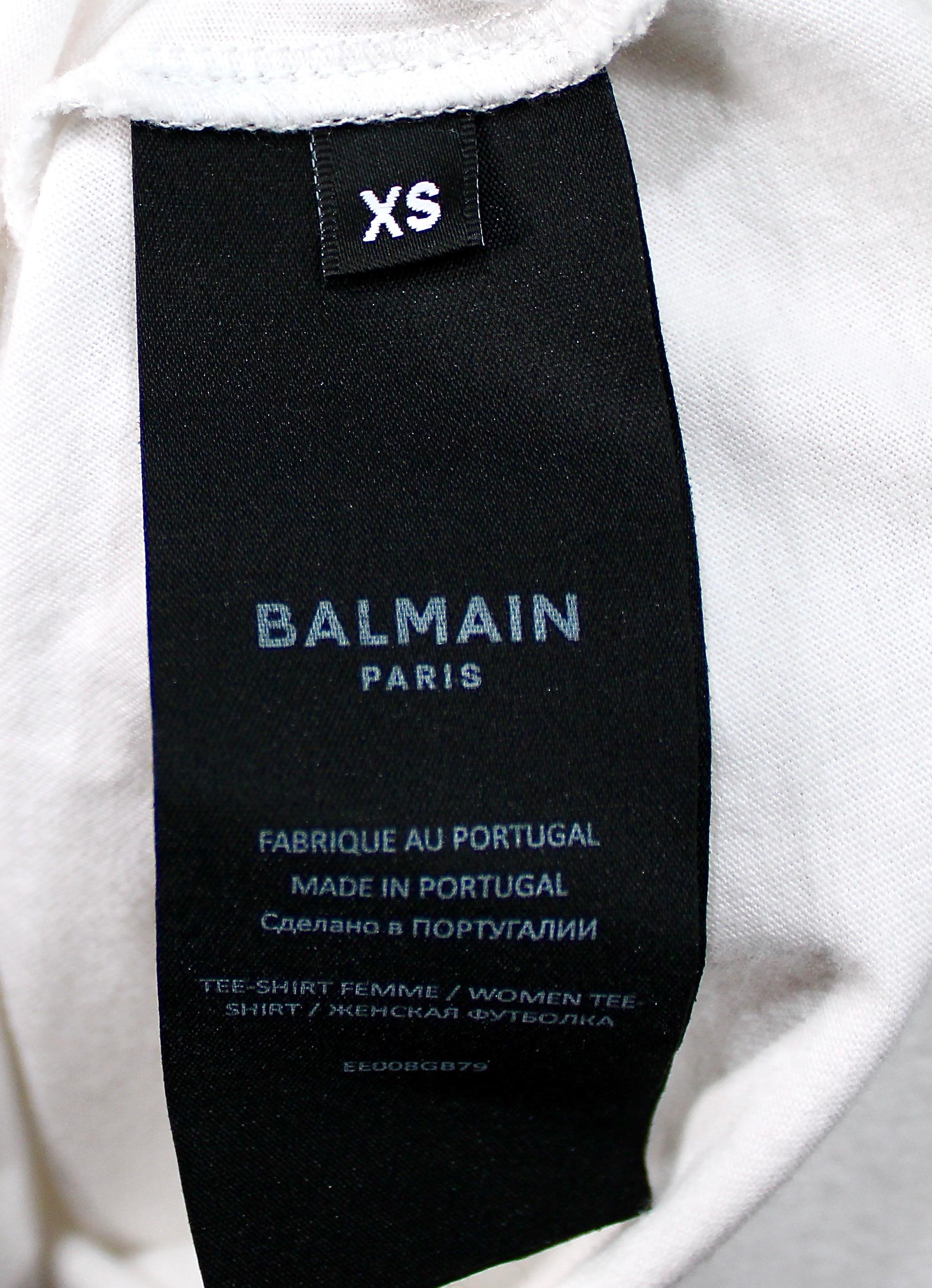 Balmain Weißes und schwarzes T-Shirt aus Baumwolle im Graffiti-Stil im Angebot 4