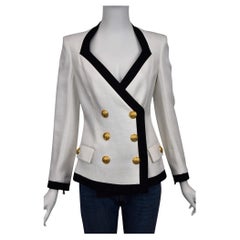 Blazer doppiopetto Balmain con finiture bianche e nere  Taglia US 6