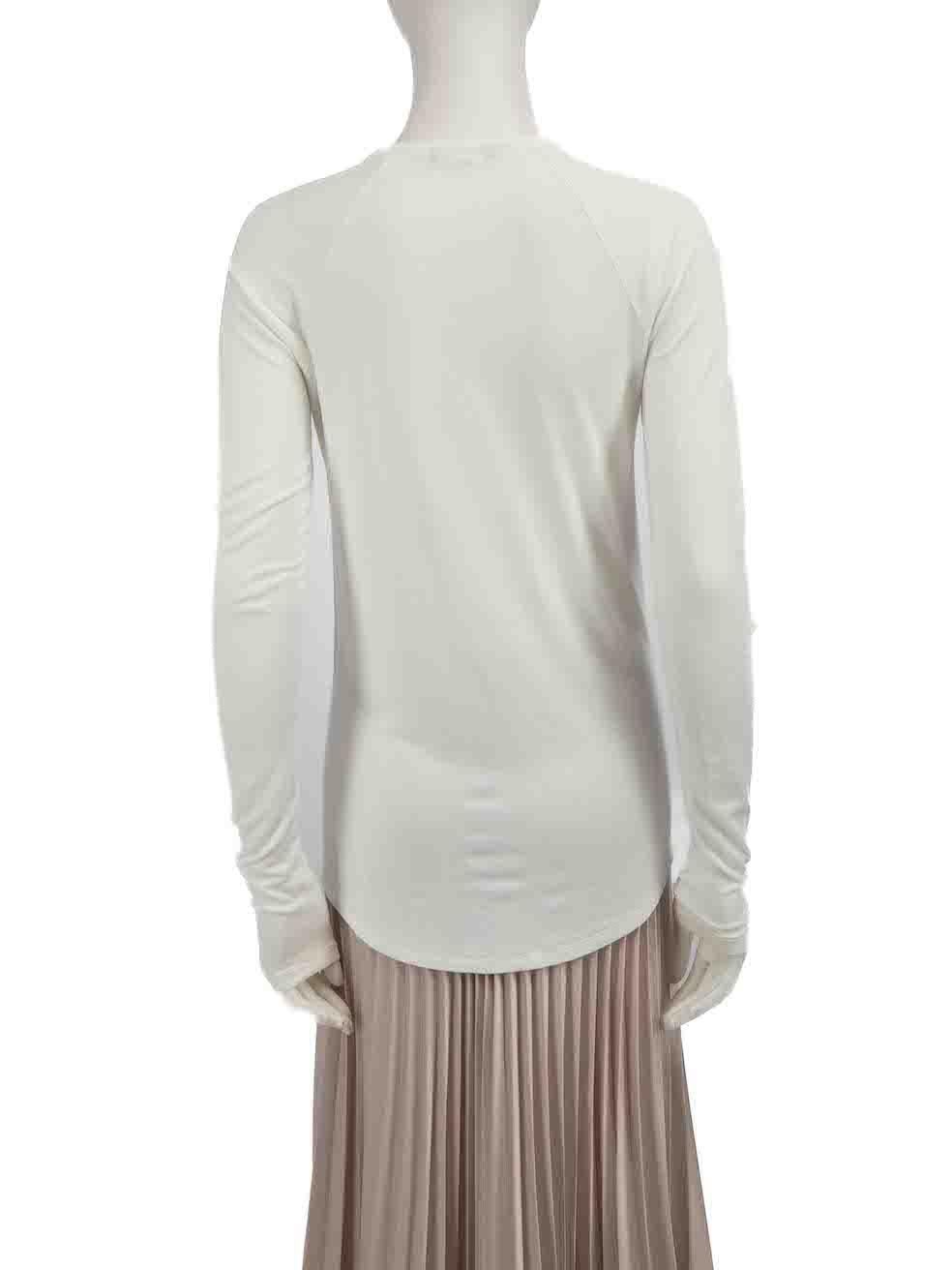 Balmain White Buttoned Shoulder Long Sleeve Top Size M In Good Condition For Sale In London, GB