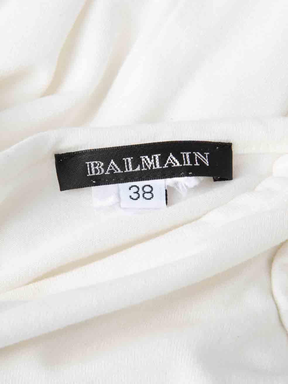 Balmain White Buttoned Shoulder Long Sleeve Top Size M For Sale 3
