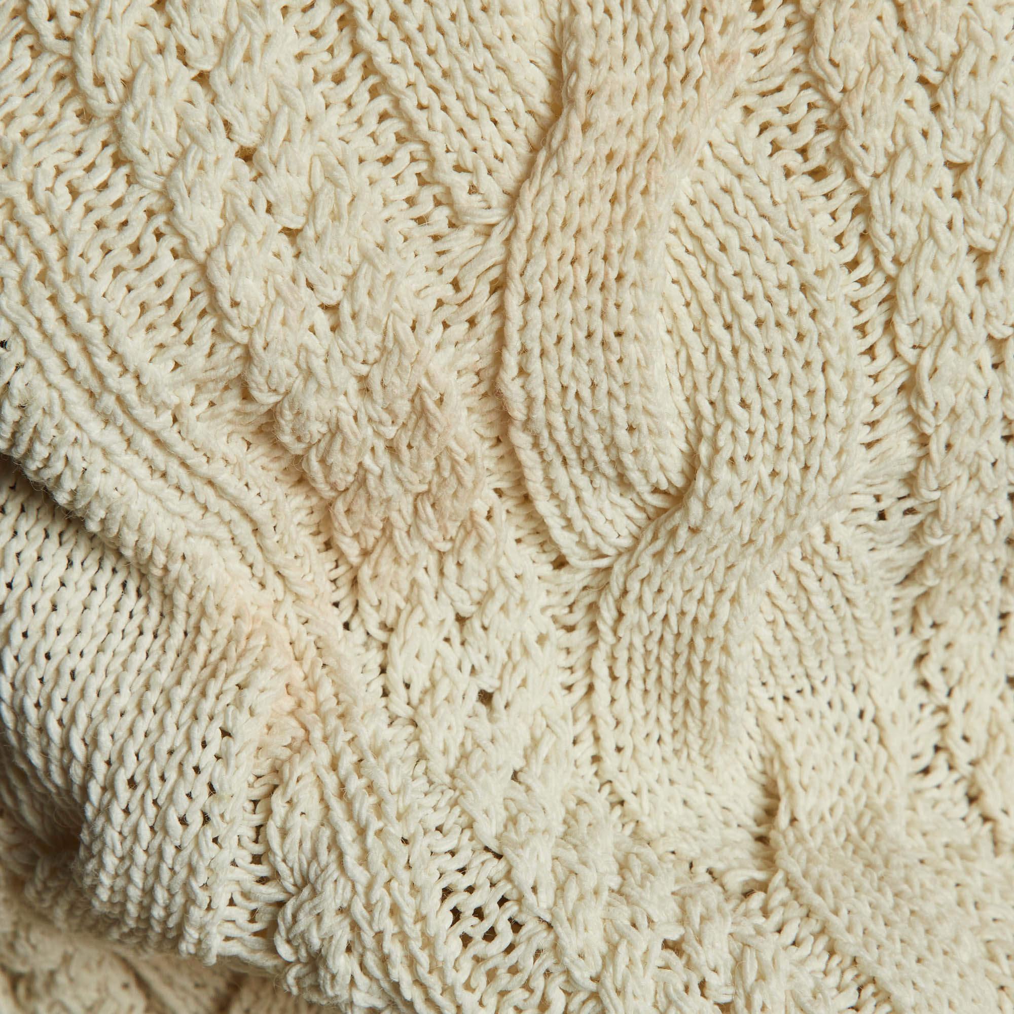 Women's Balmain White Cable Knit Button Front Skirt & Cardigan Set L For Sale