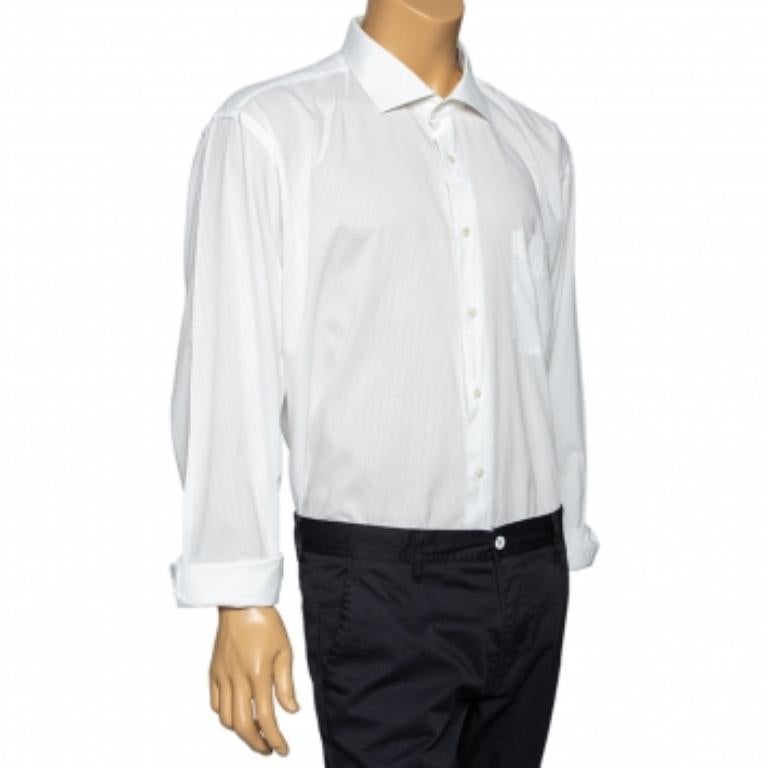 Balmain Weißes Hemd aus Baumwolle mit Knopfleiste vorne 3XL Herren im Angebot