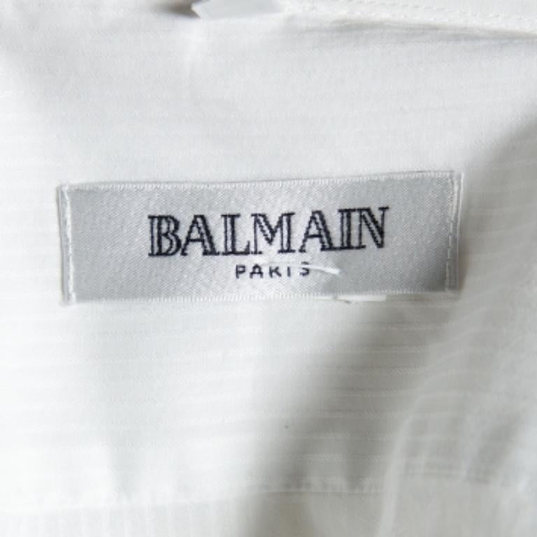Balmain Weißes Hemd aus Baumwolle mit Knopfleiste vorne 3XL im Angebot 2
