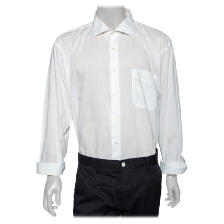 Balmain - Camicia in cotone bianco con bottoni 3XL